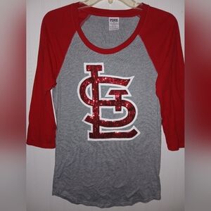 VS PINK STL ST. LOUIS CARDINALS ladies SMALL raglan top.